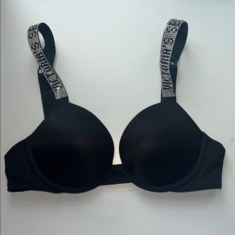 Victoria’s Secret Bombshell Black Bra with Bedazzled Straps